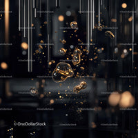 Golden Bubbles in Dark Abstract Setting