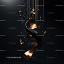 Elegant Black Ribbon with Gold Elements in Abstract Design