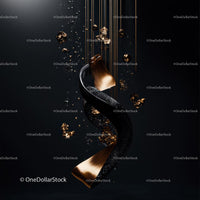 Elegant Black Ribbon with Gold Elements in Abstract Design