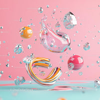 3D Abstract Composition with Glossy Bubbles and Vibrant Colors