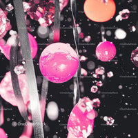 Surreal Neon Pink Floating Spheres with Glittering Crystals