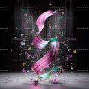 Vibrant Abstract Swirl with Colorful Particles