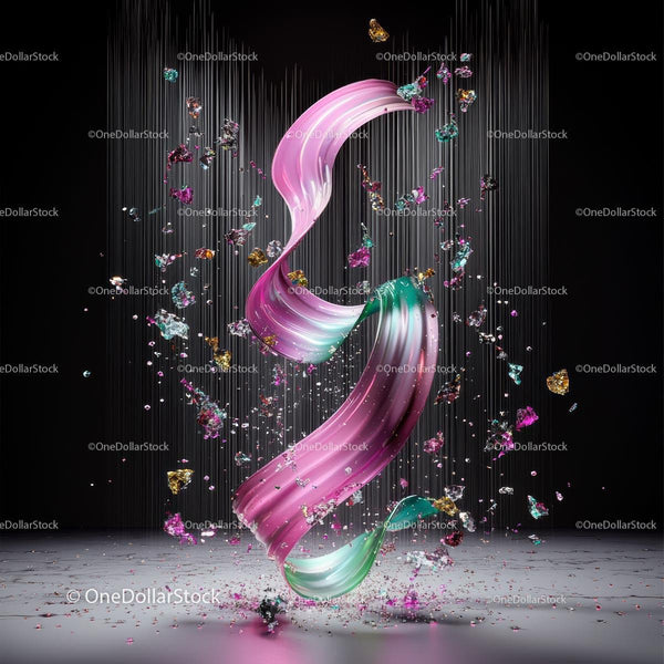 Vibrant Abstract Swirl with Colorful Particles