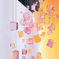 Abstract Glass Cubes in Vibrant Pink and Orange Hue