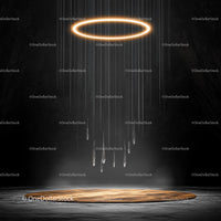 Abstract Halo Light Installation in Dark Minimalist Setting
