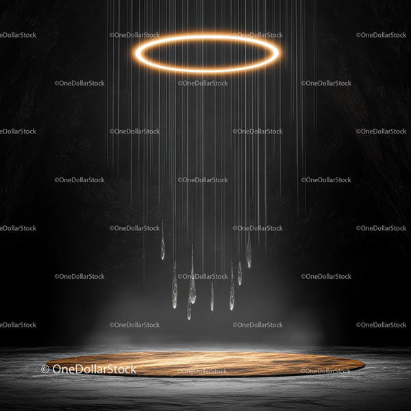 Abstract Halo Light Installation in Dark Minimalist Setting