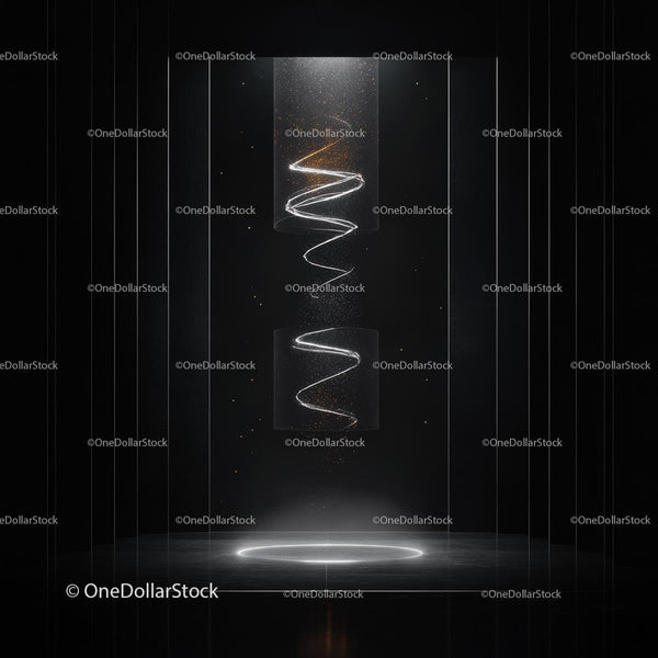 Futuristic Glowing Spiral in Dark Abstract Space