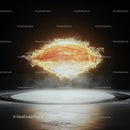 Fiery Energy Sphere with Glowing Aura in Dark Atmosphere