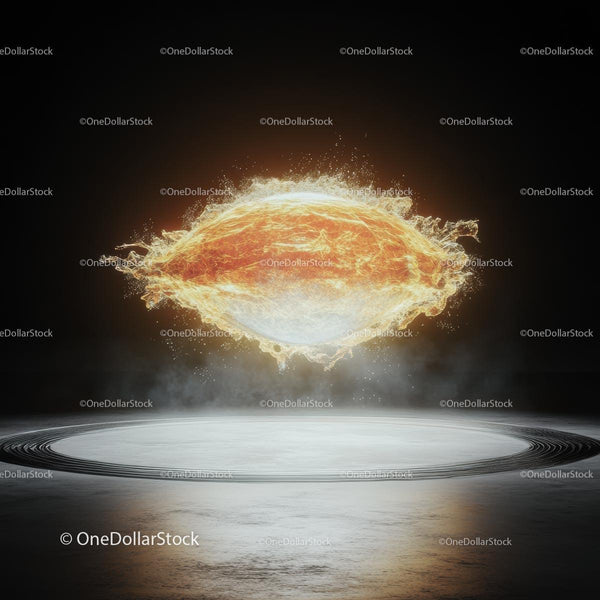 Fiery Energy Sphere with Glowing Aura in Dark Atmosphere
