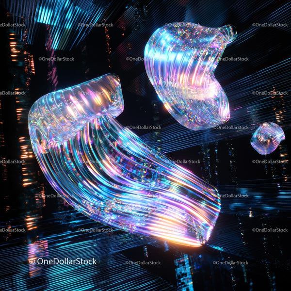 Holographic Neon Abstract with Vibrant Light Streaks