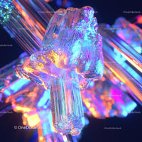 Vibrant Neon Crystal Sculpture with Abstract Patterns