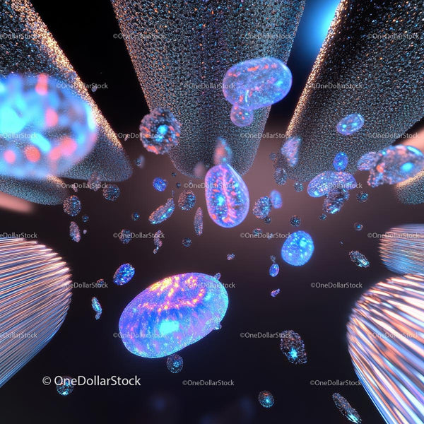 Futuristic 3D Rendering of Glowing Particles in Motion