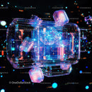Futuristic Neon Glowing Abstract Art with Holographic Effects