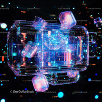 Futuristic Neon Glowing Abstract Art with Holographic Effects