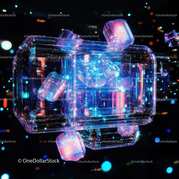 Futuristic Neon Glowing Abstract Art with Holographic Effects