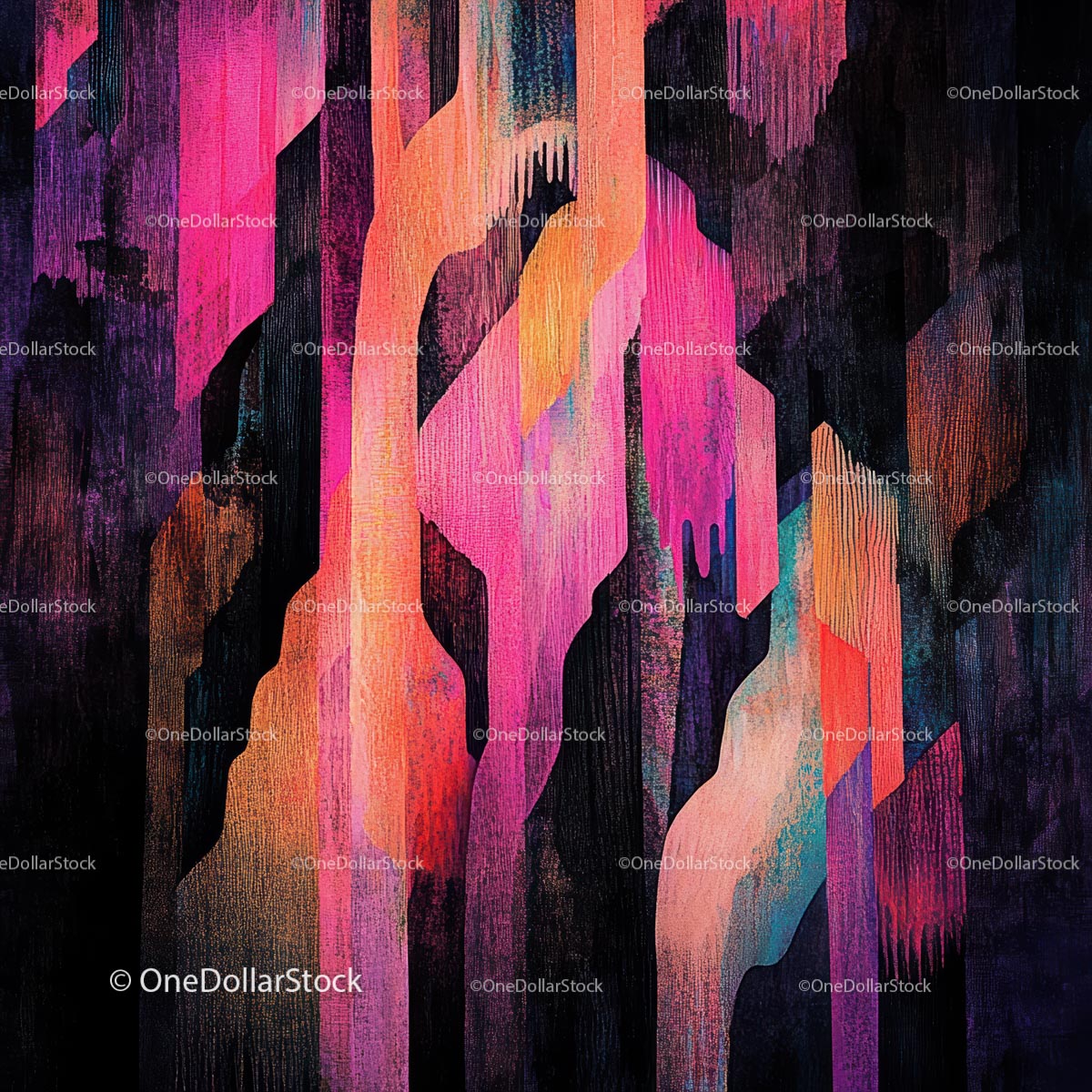 Vibrant Abstract Painting with Dripping Colors