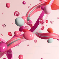 Dynamic Pink Abstract with Glossy 3D Spheres