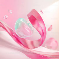 Translucent Pink Waves with Floating Elements