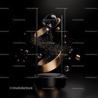 Abstract Luxury Art with Gold Accents on Black Background