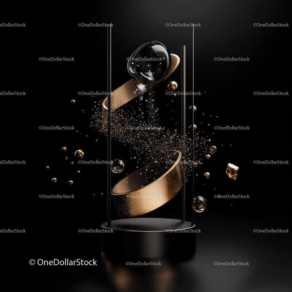 Abstract Luxury Art with Gold Accents on Black Background