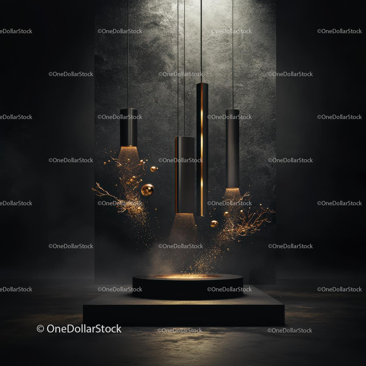 Elegant Industrial Lighting in Black and Gold