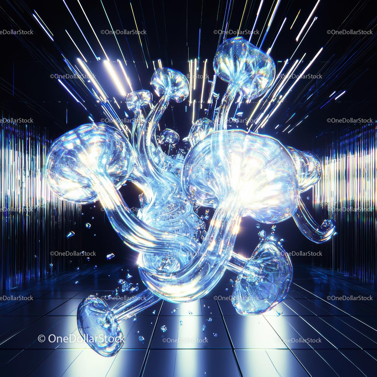 Futuristic Glass Sculpture with Luminous Effects