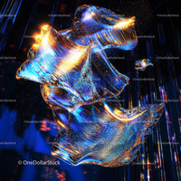 Vibrant 3D Abstract Sculpture with Illuminated Shapes