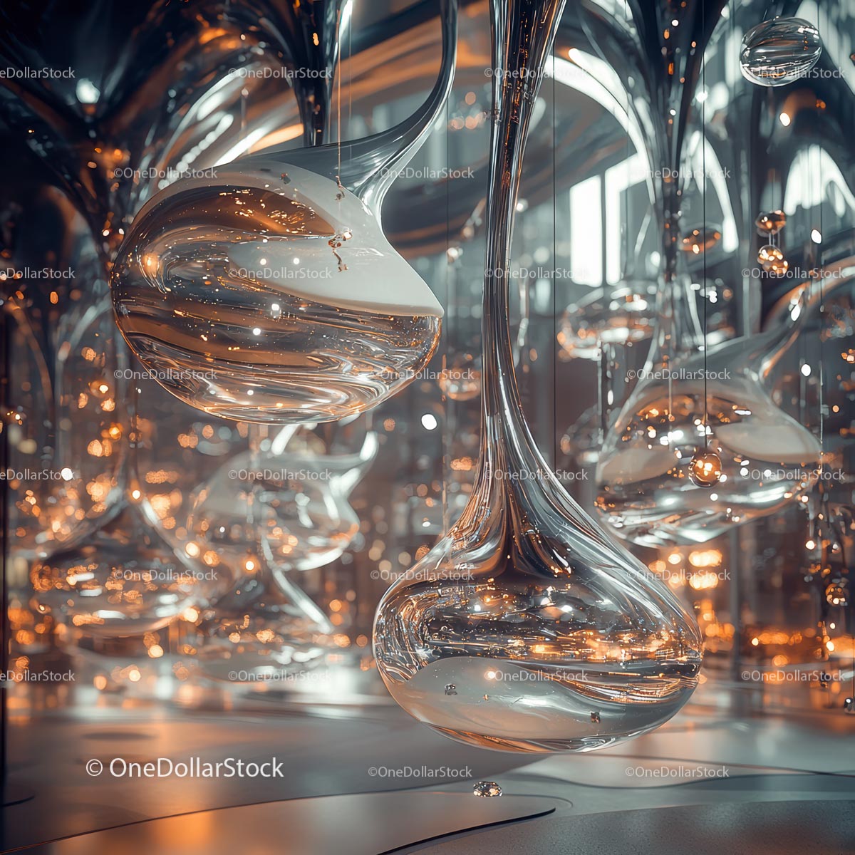 Abstract Glass Bubbles with Reflective Surfaces