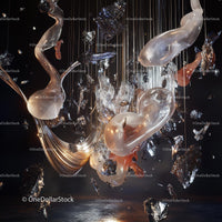 Abstract Glass and Metal Sculpture Installation