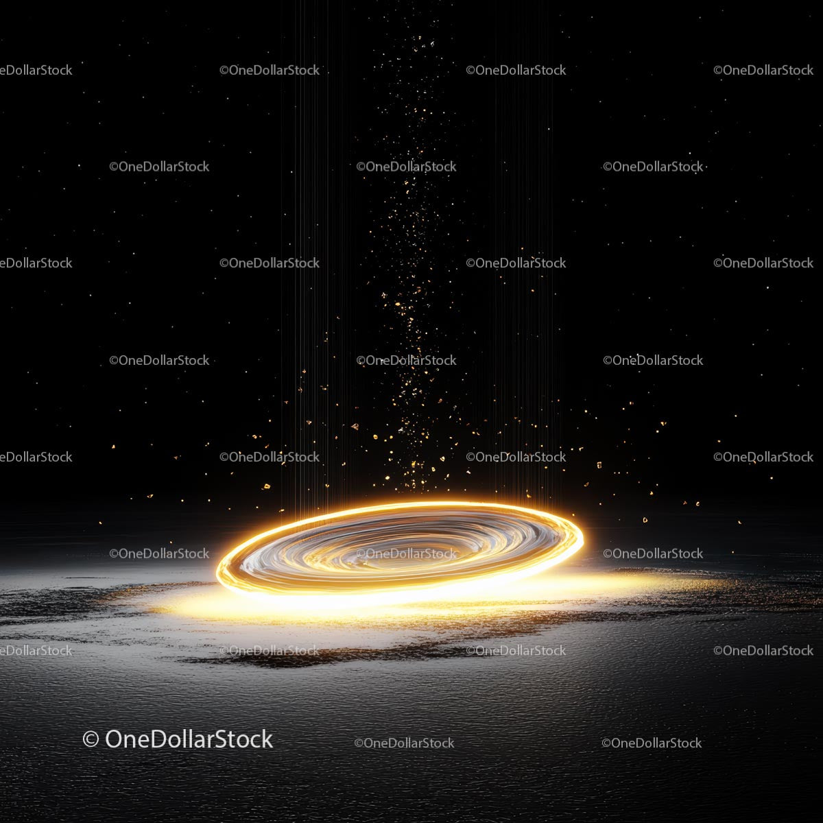 Glowing Energy Vortex with Golden Particles