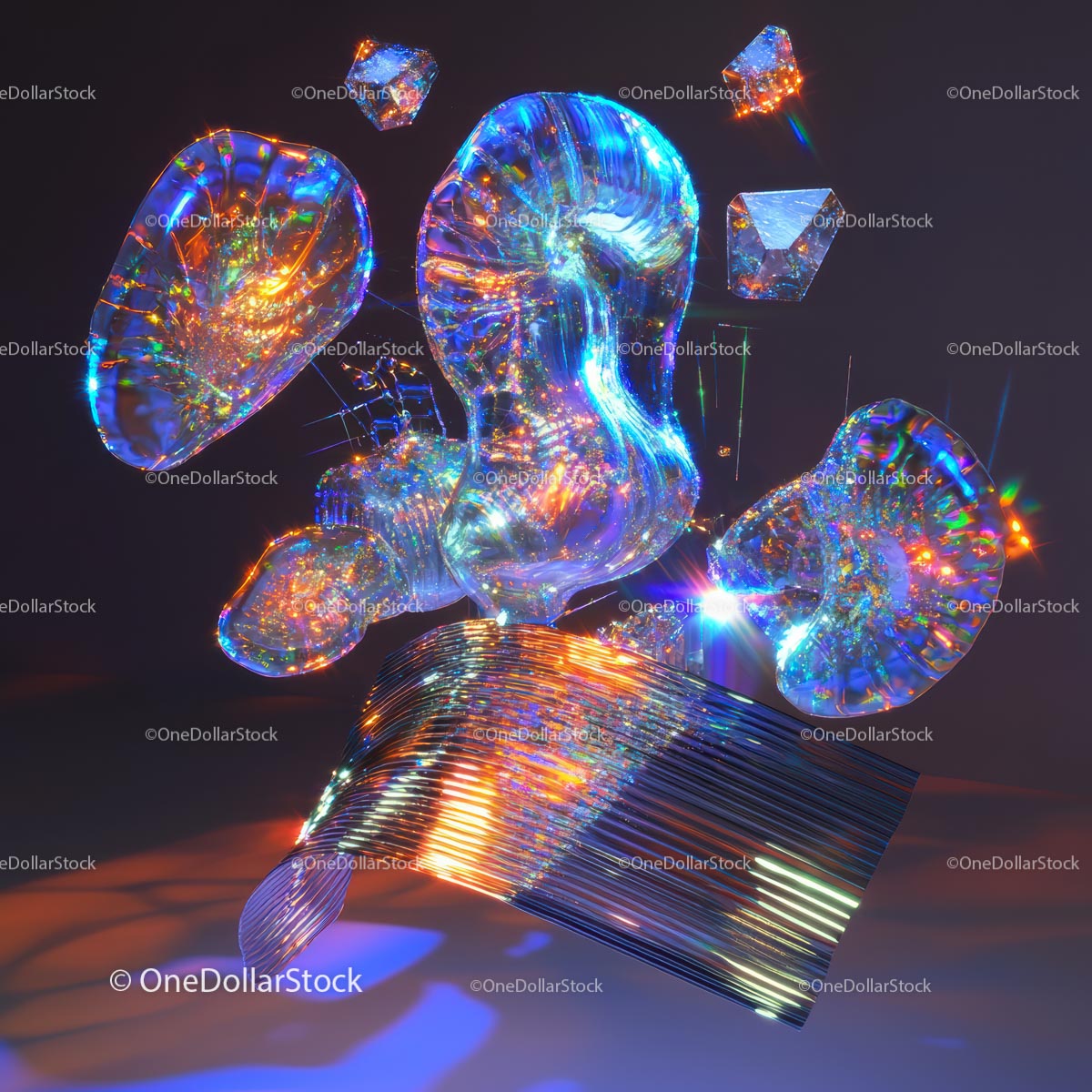 Futuristic Iridescent Digital Sculpture with Vibrant Hues
