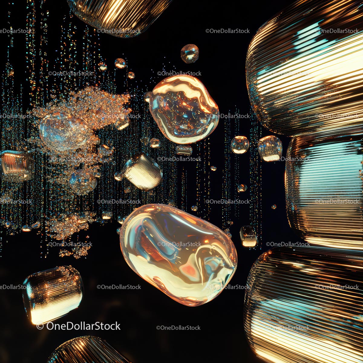 Surreal Floating Glass Bubbles with Reflections
