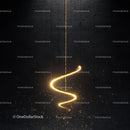 Golden Spiral of Light with Glittering Particles