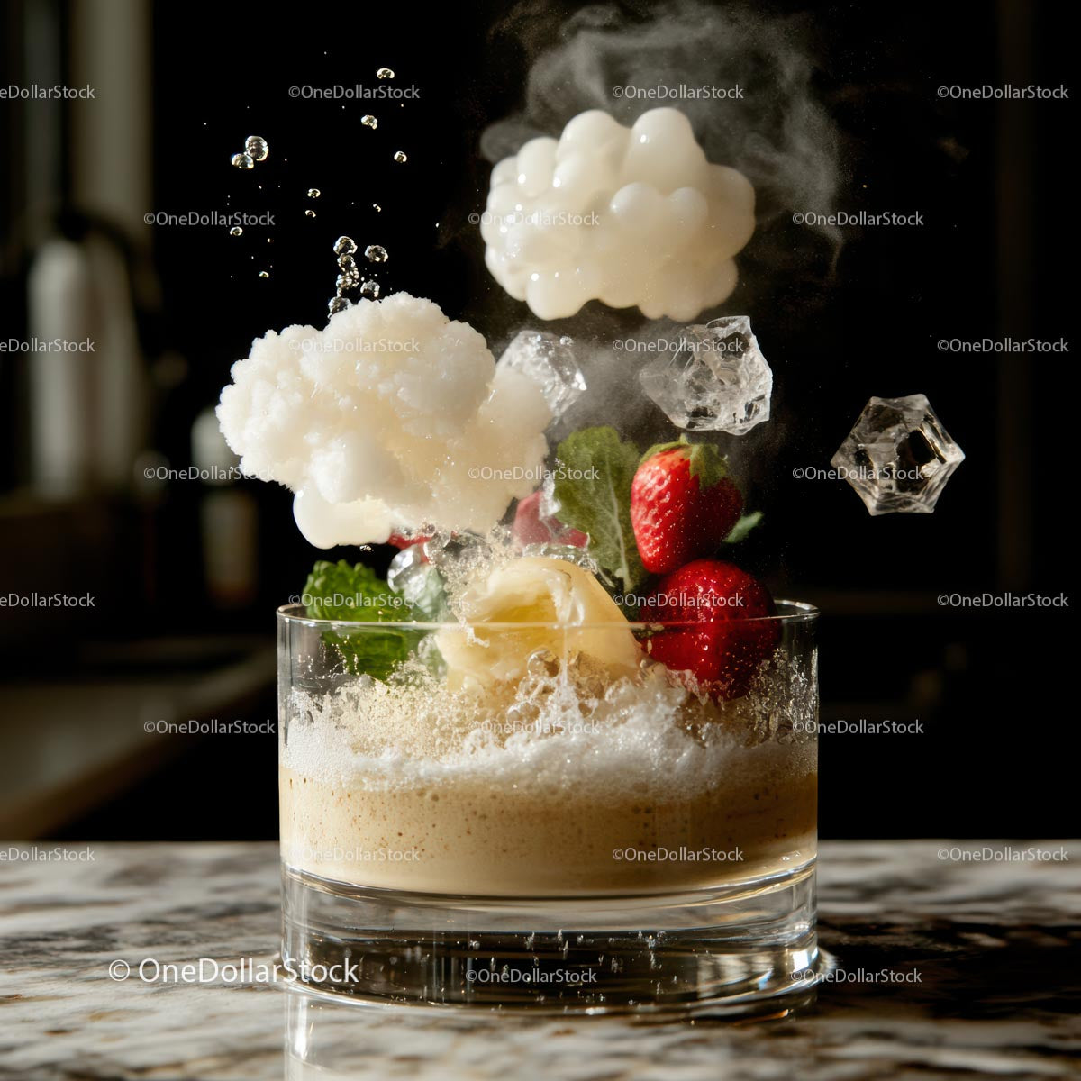 Gourmet Strawberry Dessert with Ice Explosion