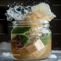 Refreshing Mint and Ice Cocktail Explosion in Glass Jar