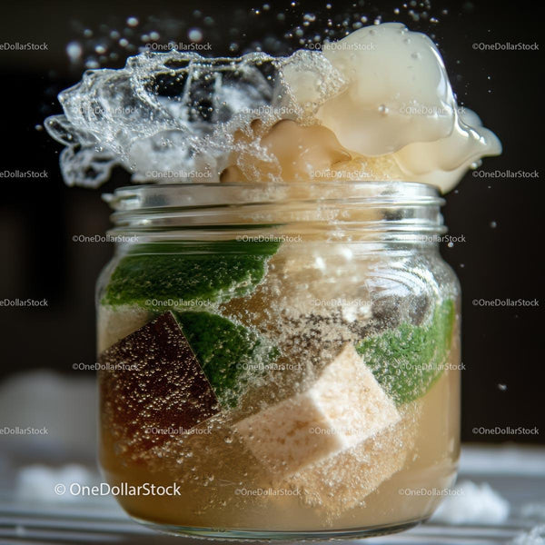 Refreshing Mint and Ice Cocktail Explosion in Glass Jar