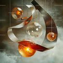 Abstract Geometric Sculpture with Floating Spheres
