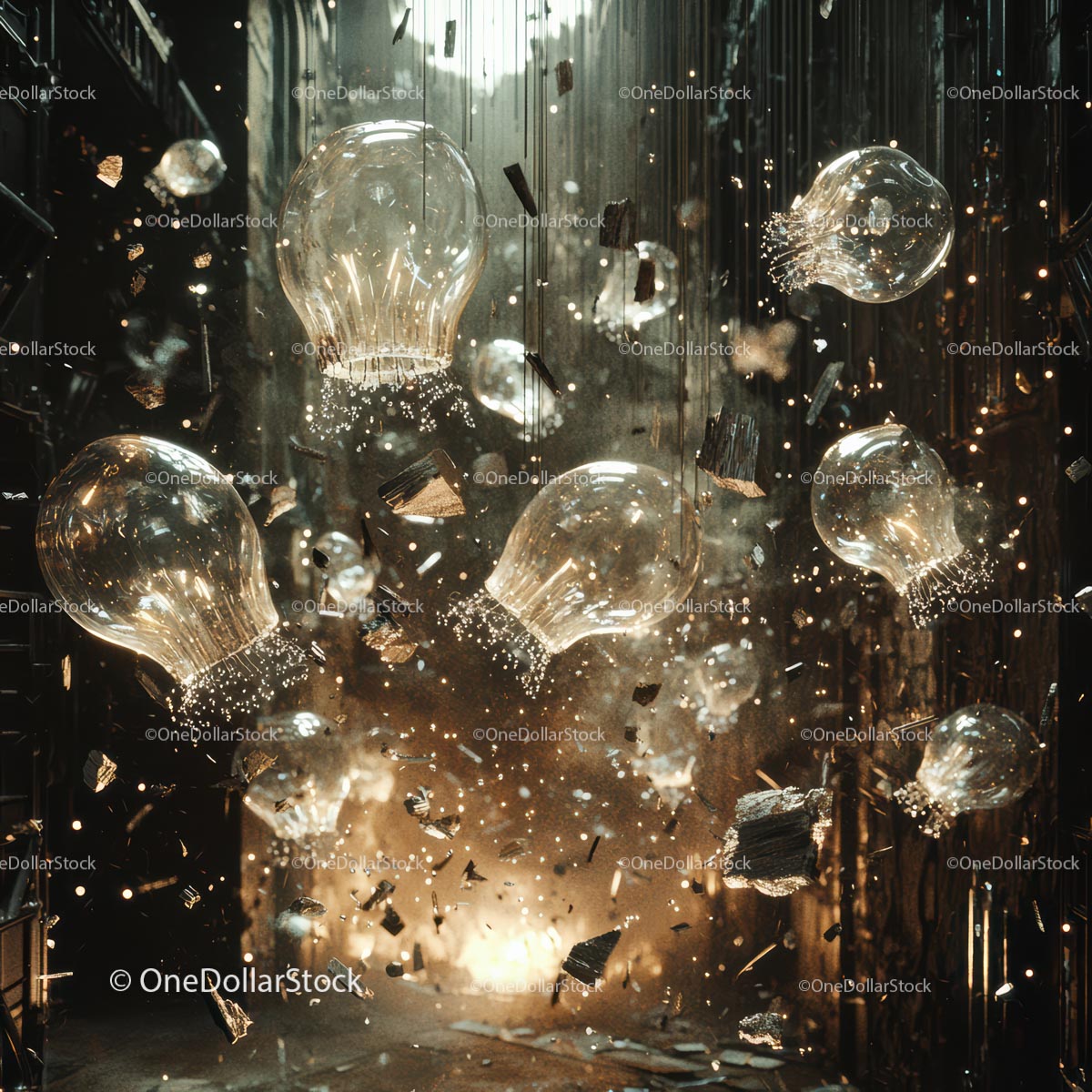 Shattered Bulbs in Dramatic Motion