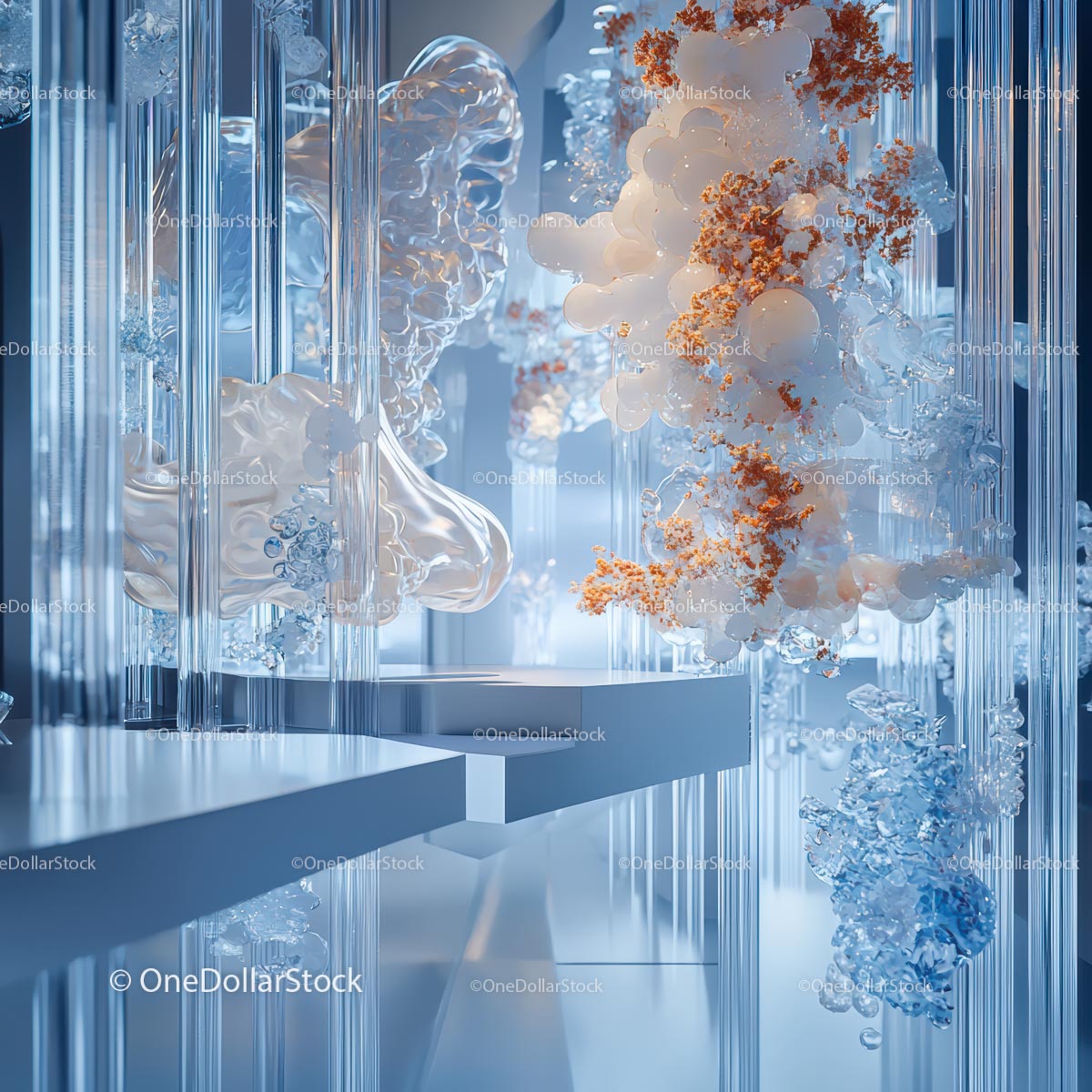 Futuristic Abstract Glass Art Installation