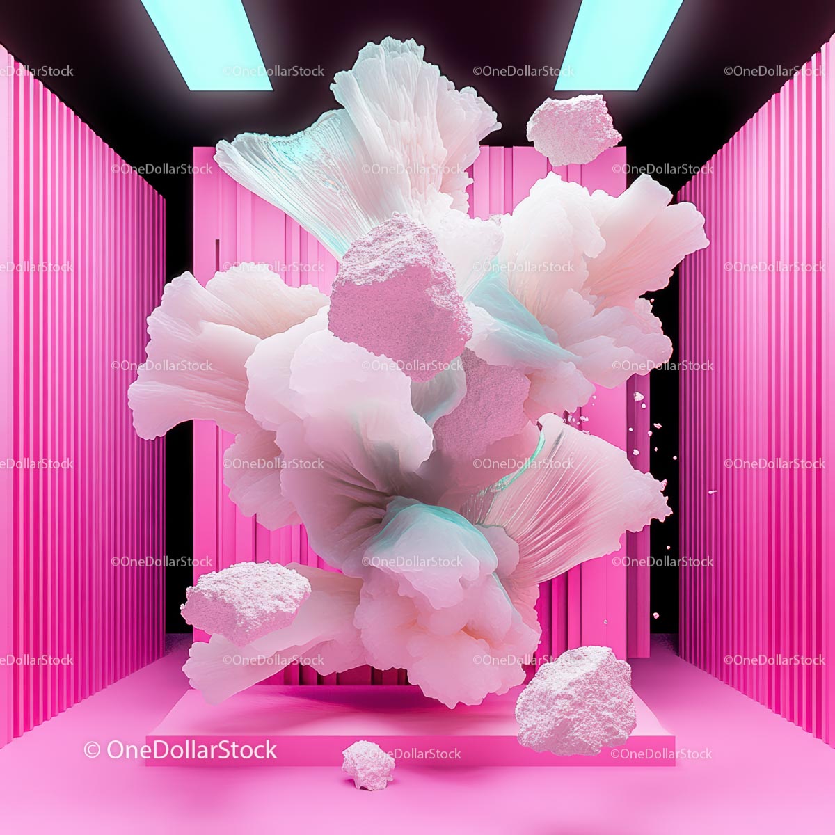 Surreal Pink Abstract Explosion in a Modern Space
