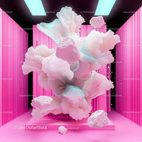 Surreal Pink Abstract Explosion in a Modern Space