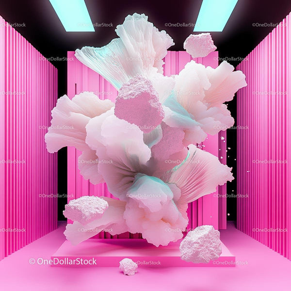 Surreal Pink Abstract Explosion in a Modern Space