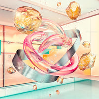 Surreal 3D Abstract Composition with Floating Forms