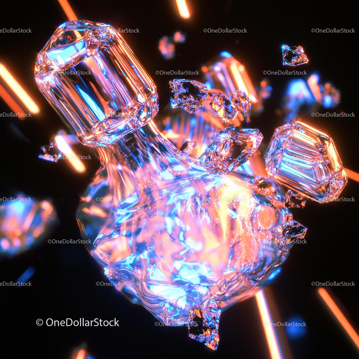 Futuristic Crystal Shards with Radiant Glowing Light