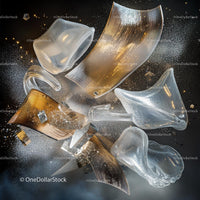 Dynamic Abstract Glass and Gold Sculptural Composition