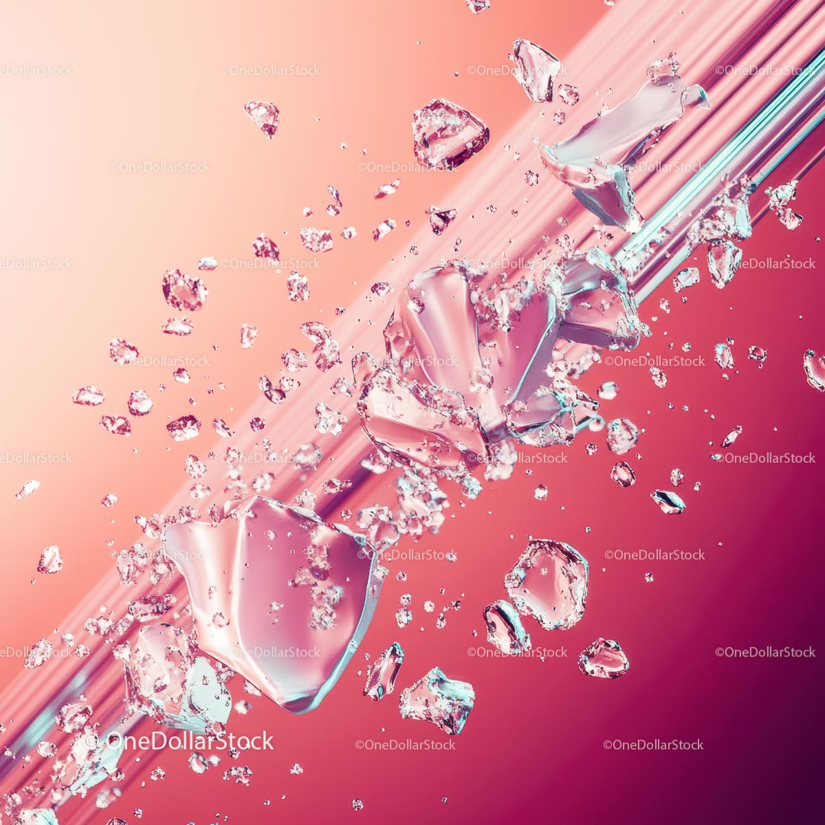 Shattered Glass on Dynamic Pink Background