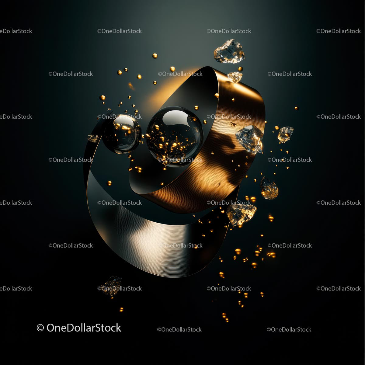 Abstract Metallic Swirl with Golden Particles