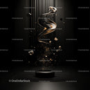 Floating Metallic Spiral with Glittering Particles