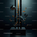 Modern Abstract Sculpture with Floating Elements