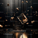Floating Glass with Gold Particles in Elegant Design